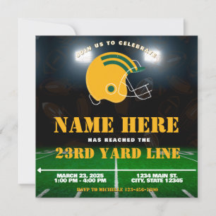 Invitación Cumpleaños del equipo de fútbol Green Yellow White