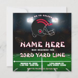 Invitación Cumpleaños del equipo de fútbol Red Black White At
