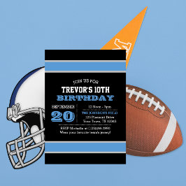 Invitación Cumpleaños del equipo Light Blue Black and Silver