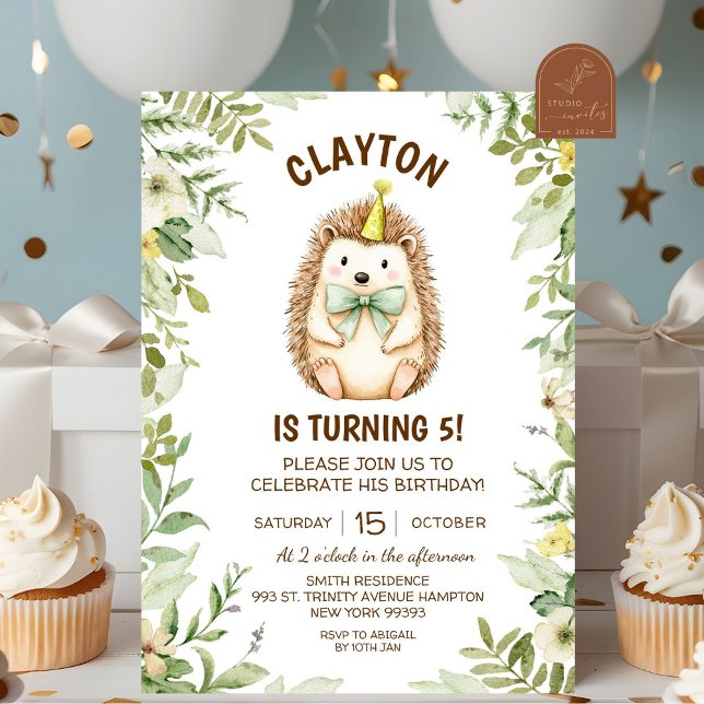 Invitación Cumpleaños del erizo del bosque (Subido por el creador)