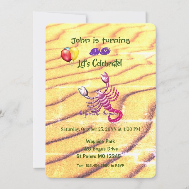 Invitación Cumpleaños del Escorpión (23 de octubre - 21 de no (Anverso)