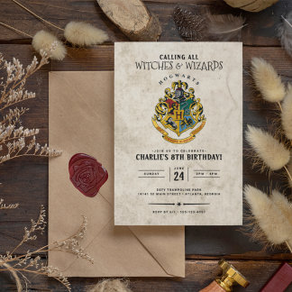 Invitación Cumpleaños del Escudo de Hogwarts de Harry Potter