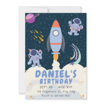 Cumpleaños del espacio azul y los cohetes