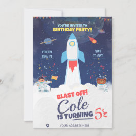 Invitación Cumpleaños del Espacio Exterior Azul, Cumpleaños d