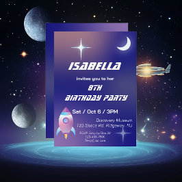 Invitación Cumpleaños del espacio exterior Pastel