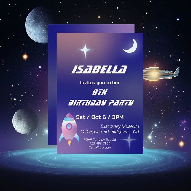 Invitación Cumpleaños del espacio exterior Pastel (Subido por el creador)