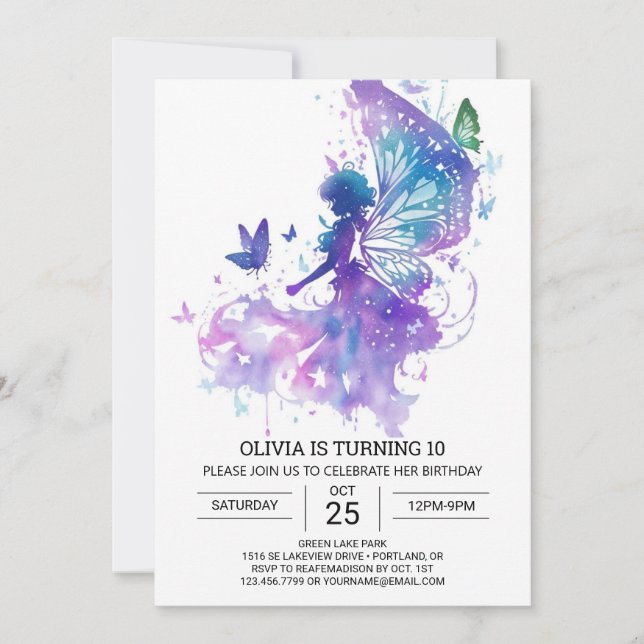 Invitación Cumpleaños del Fairycore moderno (Anverso)