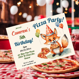 Invitación Cumpleaños del Fiesta Cute Fox Pizza