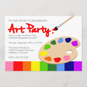 Invitación Cumpleaños del Fiesta de arte infantil Rainbow