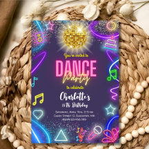 Cumpleaños del fiesta de baile neón