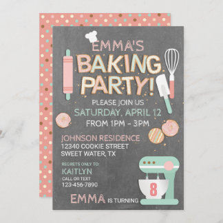 Invitación Cumpleaños del Fiesta de Baking Cookie Letters