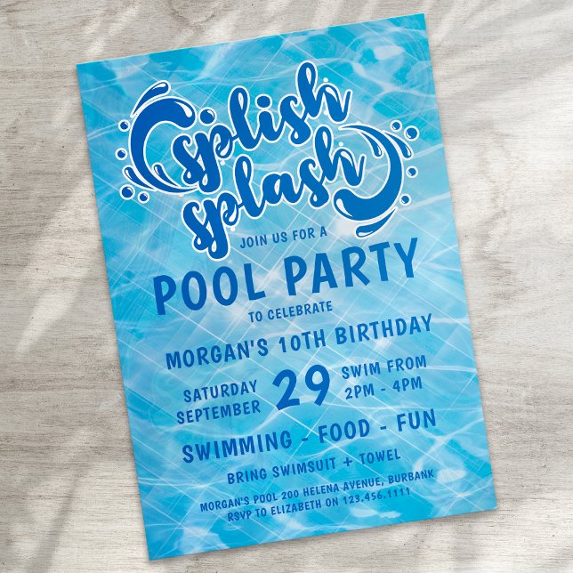 Invitación Cumpleaños del Fiesta de billar Splish Splash (Subido por el creador)