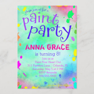 Invitación Cumpleaños del fiesta de la pintura de la