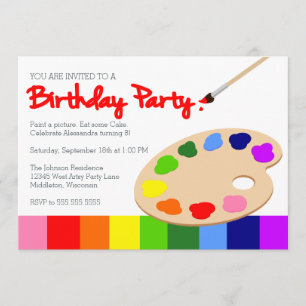 Invitación Cumpleaños del fiesta de la pintura de los niños
