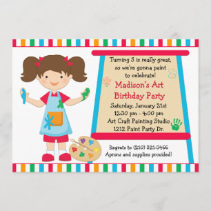 Invitación Cumpleaños del fiesta de la pintura del arte
