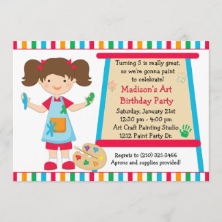 Invitación Cumpleaños del fiesta de la pintura del arte