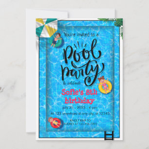 Invitación Cumpleaños del Fiesta de la piscina azul