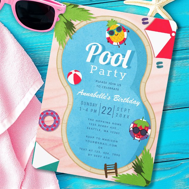 Invitación Cumpleaños del Fiesta de la piscina de verano (Subido por el creador)