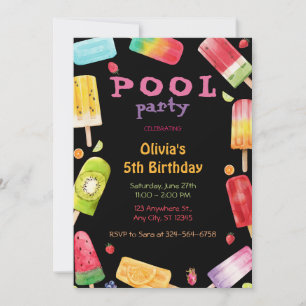 Invitación Cumpleaños del Fiesta de la piscina de verano para