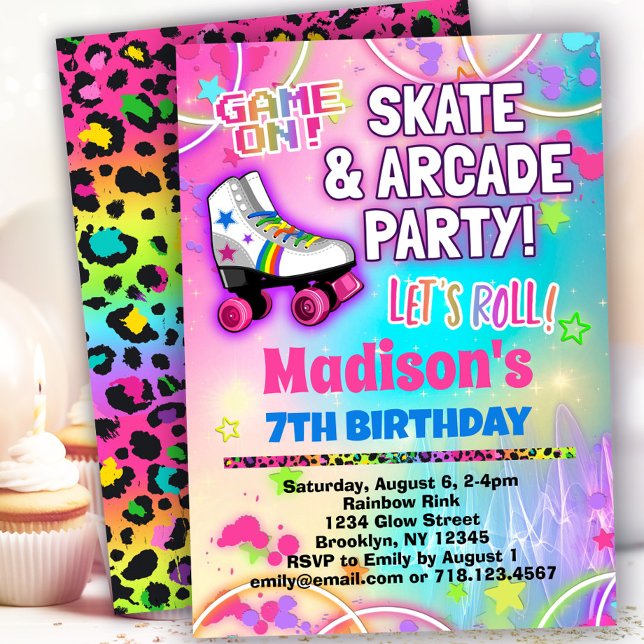 Invitación Cumpleaños del Fiesta de patinaje y patinaje sobre (Subido por el creador)