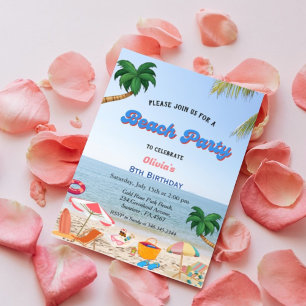 Invitación Cumpleaños del fiesta de playa, cumpleaños de play