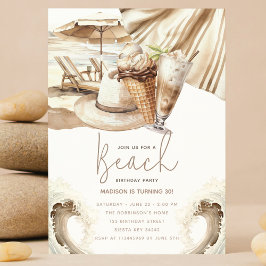 Invitación Cumpleaños del Fiesta de playa Pastel Sand