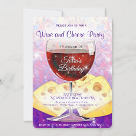 Invitación Cumpleaños del Fiesta de vino y queso