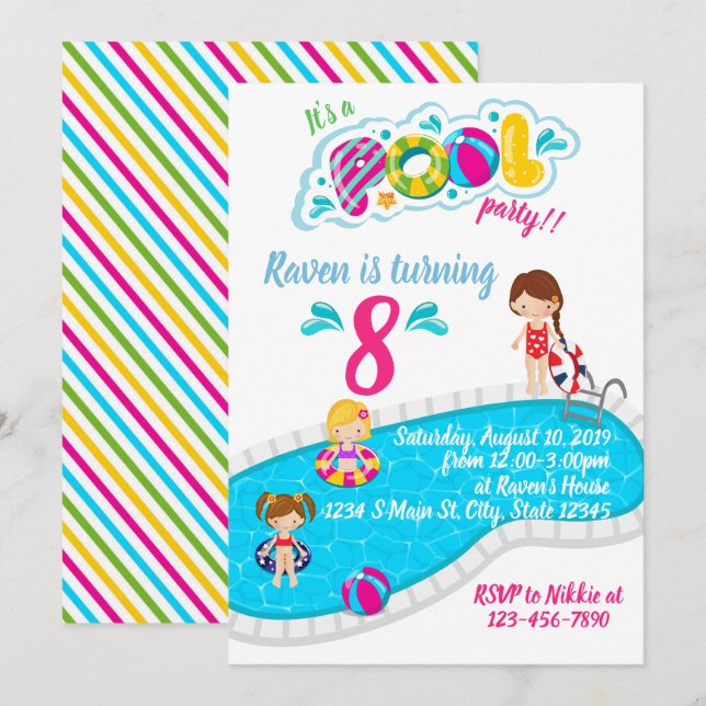 Invitación Cumpleaños del fiesta del grupo (Anverso / Reverso)