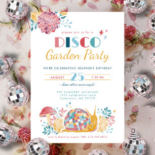 Invitación Cumpleaños del Fiesta del jardín disco