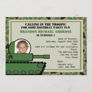 Invitación Cumpleaños del Fiesta del tanque/ Foto