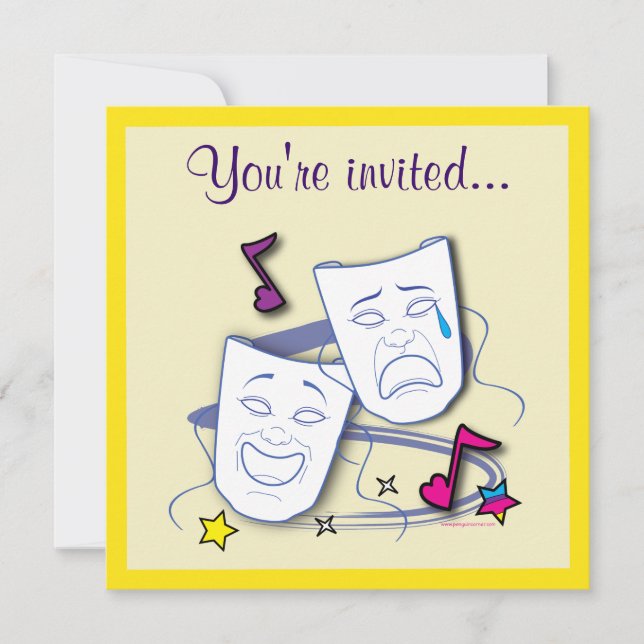 Invitación Cumpleaños del fiesta del teatro (Anverso)