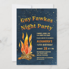 Invitación Cumpleaños del Fiesta Nocturno Guy Fawkes