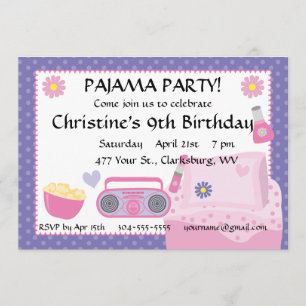 Invitación Cumpleaños del Fiesta Pajama