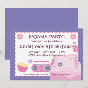 Invitación Cumpleaños del Fiesta Pajama