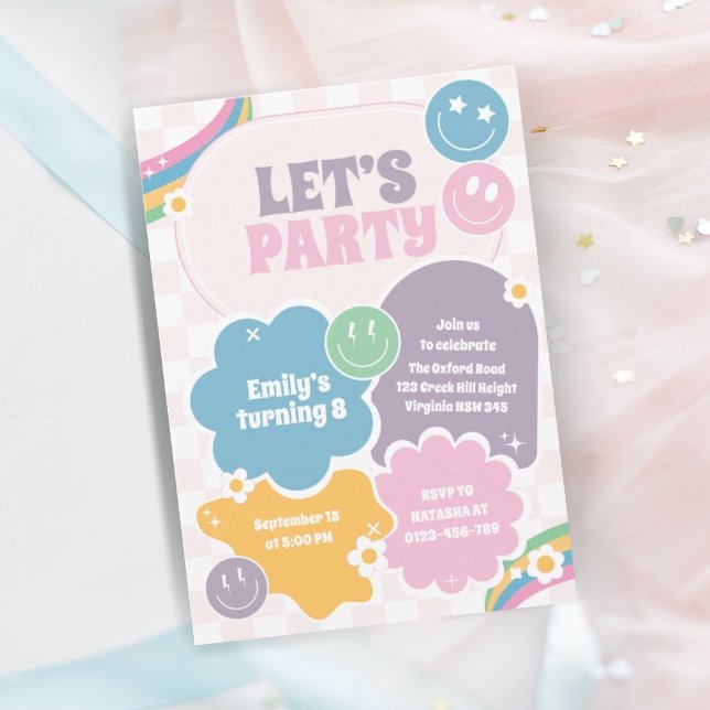 Invitación Cumpleaños del Fiesta Pastel Retro (Subido por el creador)