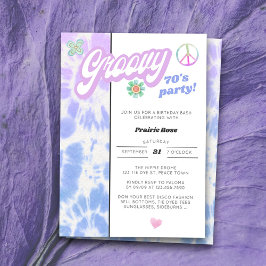Invitación Cumpleaños del Fiesta Pastel Tie Dye de Groovy 70