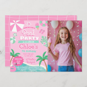Invitación Cumpleaños del Fiesta Pink Pool