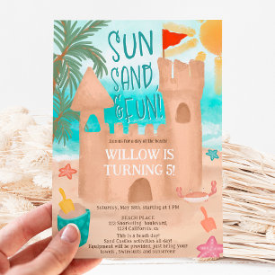 Invitación Cumpleaños del Fiesta Sand Castle del Guay Sun Fun