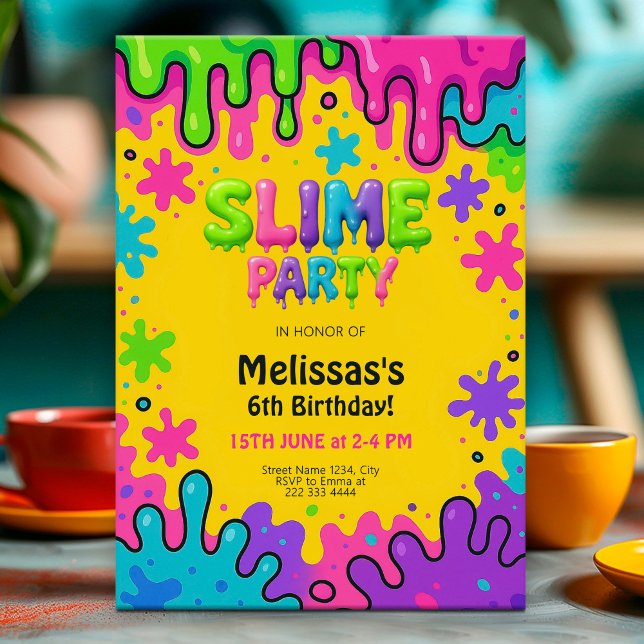 Invitación Cumpleaños del Fiesta Slime para los niños, colori (Subido por el creador)