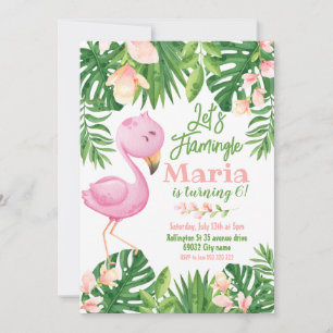 Invitación Cumpleaños del flamante trópico Flamingo