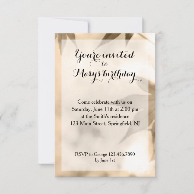 Invitación Cumpleaños del follaje sombreado (Anverso)