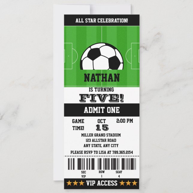Invitación Cumpleaños del fútbol (Anverso)