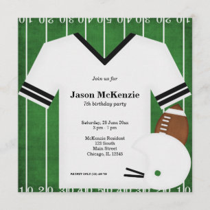 Invitación Cumpleaños del fútbol (blanco)