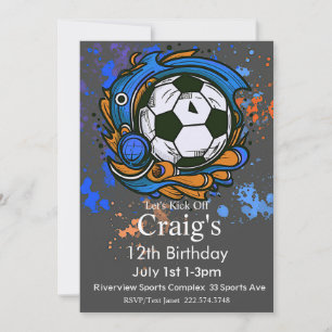 Invitación Cumpleaños del fútbol, cumpleaños del fútbol, Futb