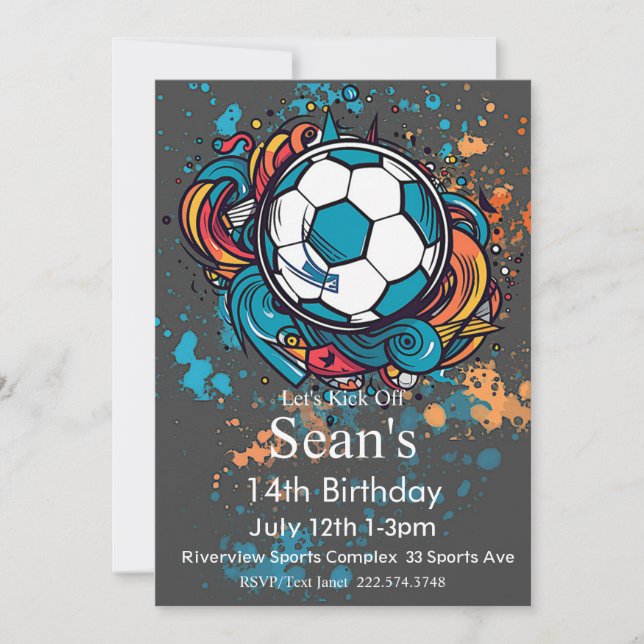Invitación Cumpleaños del fútbol, cumpleaños del fútbol, Futb (Anverso)