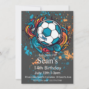 Invitación Cumpleaños del fútbol, cumpleaños del fútbol, Futb