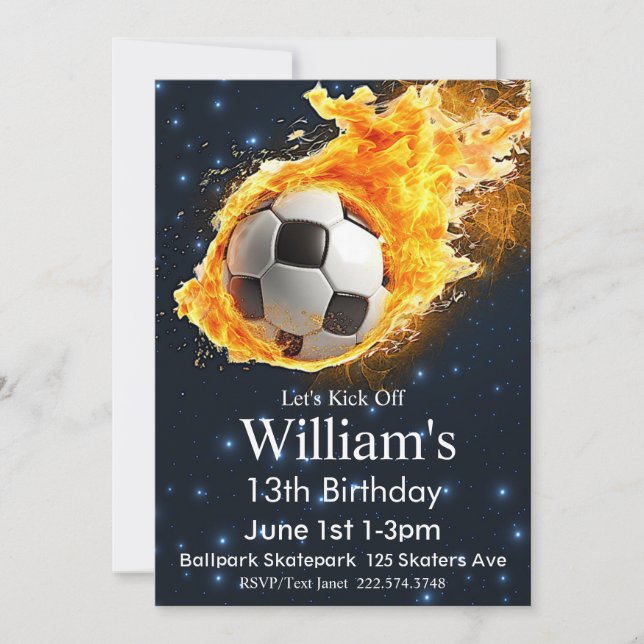 Invitación Cumpleaños del fútbol, cumpleaños del fútbol, Futb (Anverso)