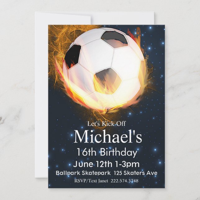 Invitación Cumpleaños del fútbol, cumpleaños del fútbol, Futb (Anverso)