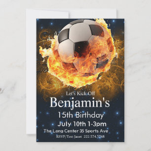 Invitación Cumpleaños del Fútbol de Fuego, cumpleaños del fút