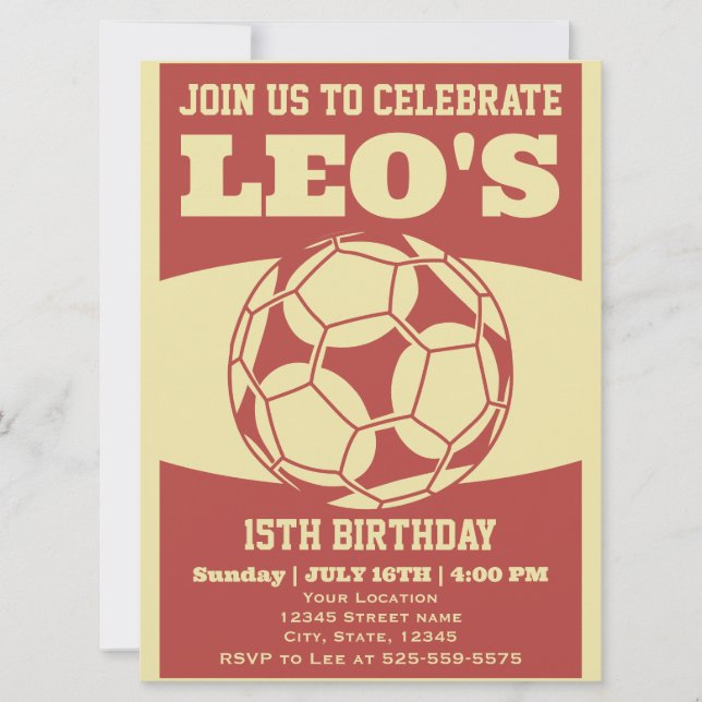 Invitación Cumpleaños del fútbol de la Retro 80 (Anverso)